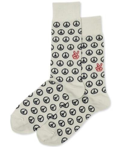 Hot Sox Men's Peace Crew Socks In Gray
