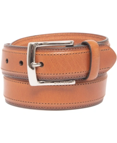 Tommy Hilfiger Men's Stitched Classic Dress Casual Belt In Cognac