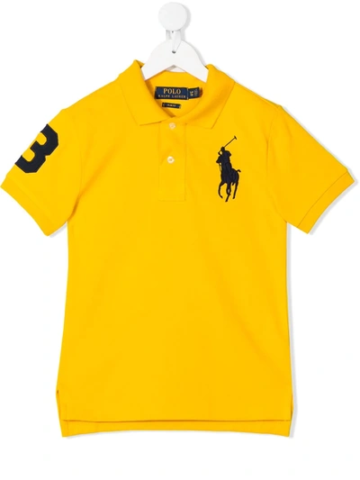 Ralph Lauren Kids' Embroidered Logo Piquet Polo Shirt In Yellow