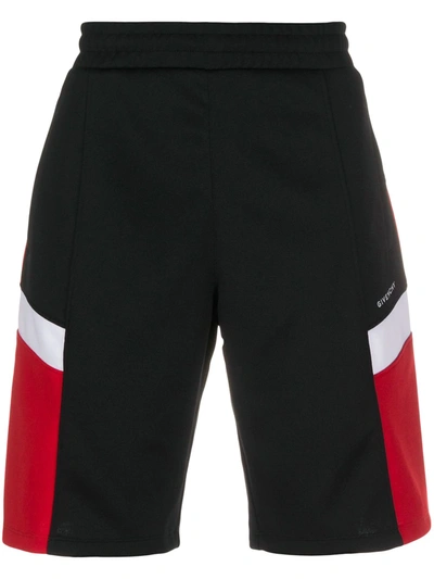 Givenchy Men's Contrast-panel Sweat Shorts In Black