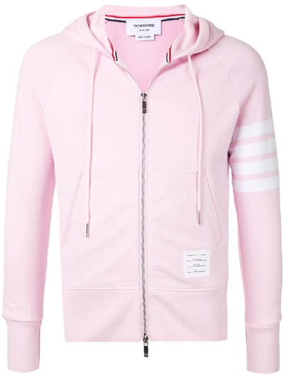 Thom Browne Zip-up Cotton Sweatshirt Hoodie In Pink