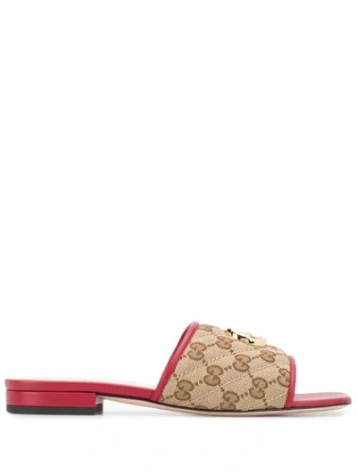 Gucci 10mm Jolie Quilted Canvas Sandals In Neutrals