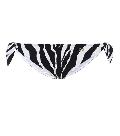 Dolce & Gabbana Zebra Printed Bikini Bottoms In Black