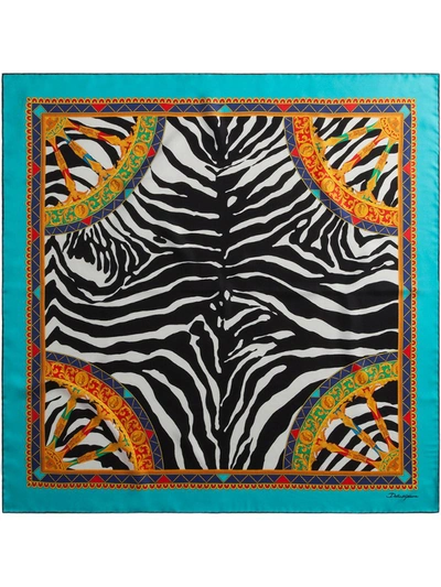 Dolce & Gabbana Zebra-print Silk Scarf In Black