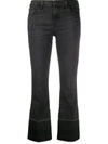 J Brand Selena Distressed Mid-rise Kick-flare Jeans In Grey