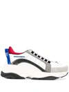 Dsquared2 551 Bumpee Leather Low Top Sneakers In Grey,white,red