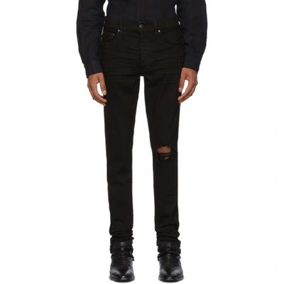 Amiri 15cm Broken Cotton Denim Jeans In Black