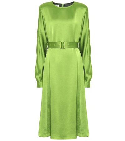 Dries Van Noten Belted Satin Dress In Green