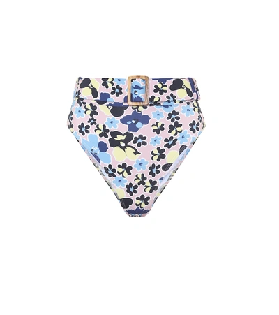 Alexandra Miro Floral High-rise Bikini Bottoms In Pink