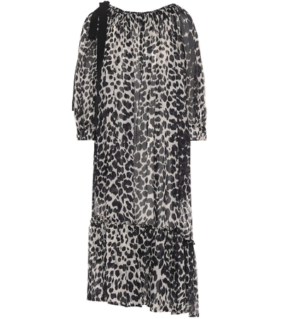 Dries Van Noten Leopard-print Cotton Midi Dress In Black