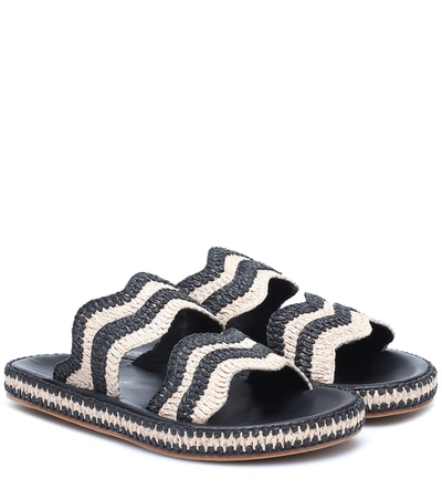 Zimmermann Wavy Raffia Slides In Beige