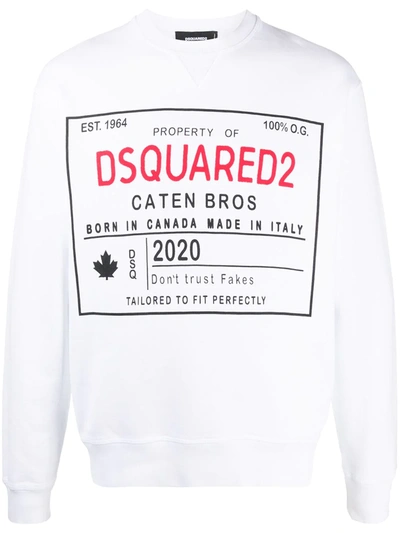 Dsquared2 Logo-print Cotton-jersey Sweatshirt In White,red,black