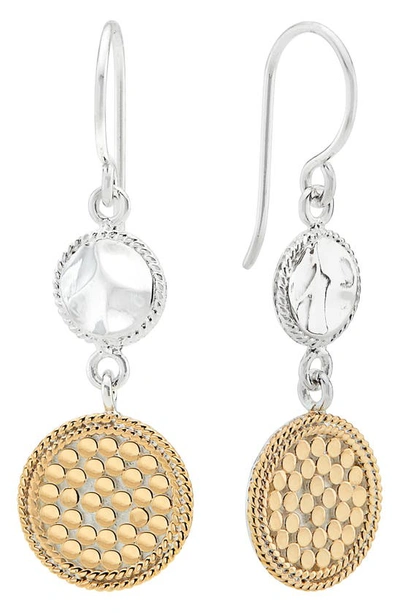 Anna Beck - Hammered And Dotted Double Drop Earrings Gold And Silver - Atterley