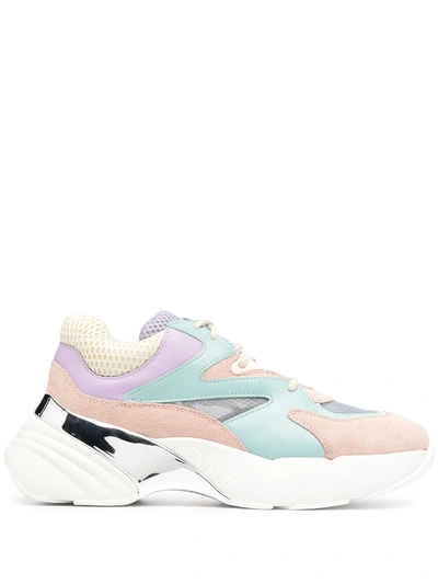 Pinko Maggiorana 2 Turquoise Green Pink Lilac Sneaker In Pink,light Blue,purple