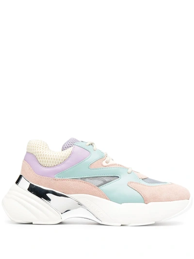 Pinko Maggiorana 2 Turquoise Green Pink Lilac Trainer In Pink,light Blue,purple