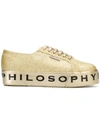 Philosophy Di Lorenzo Serafini Superga Flatform Glitter Sneakers In Oro