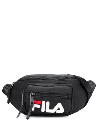 Fila Waist Bag In Paper Look With Logo Embroidery In Black