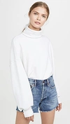 Agolde Balloon Sleeve Turtleneck Sweatshirt In Plaster Cream