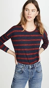 Rag & Bone Rag And Bone The Knit Striped Long Sleeve Top Colour: Navy In Navy/red Stripe
