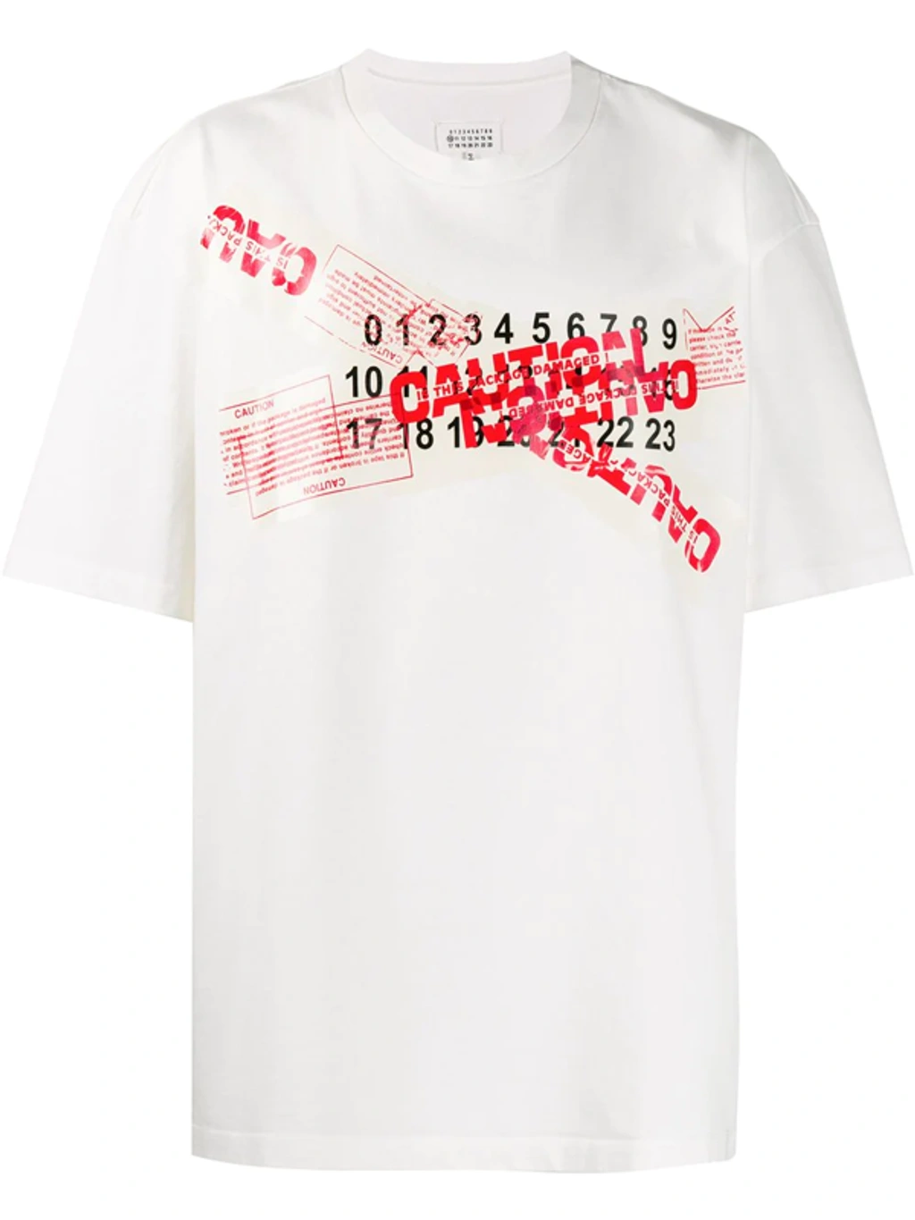 Maison Margiela Caution Tape Print T-shirt In White | ModeSens