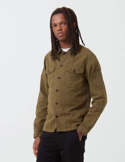 Portuguese Flannel Champ Ls Overshirt Olive In Green