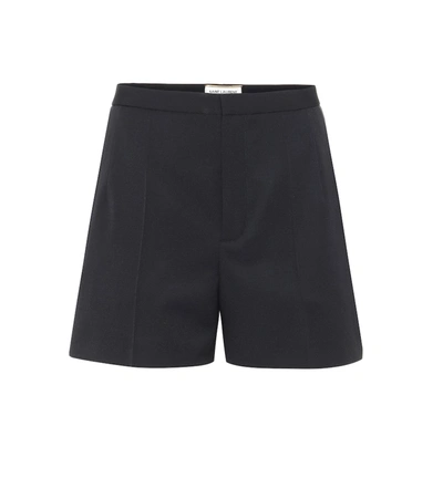 Saint Laurent High-rise Wool Shorts In Black