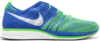 Pre-owned Nike Flyknit Trainer+ Varsity Royal Electric Green In Varsity Royal/electric Green-white
