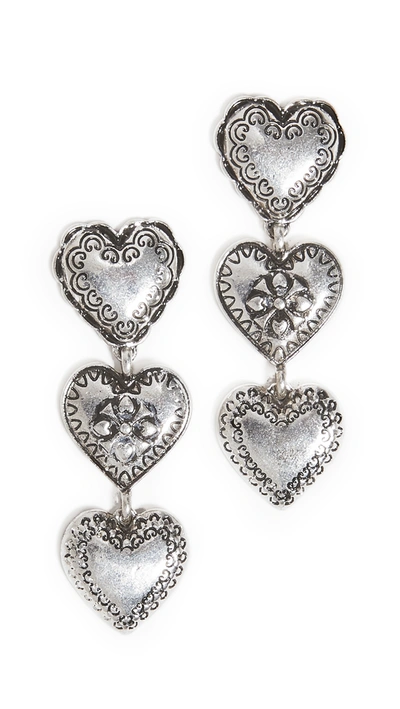 Stella & Ruby Silver Heart Drop Earrings