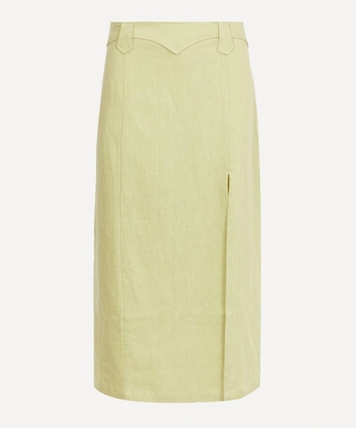 Paloma Wool Tonne Western Style Midi-skirt In Lime