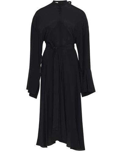 Acne Studios Gathered-back Crepe Dress In Black