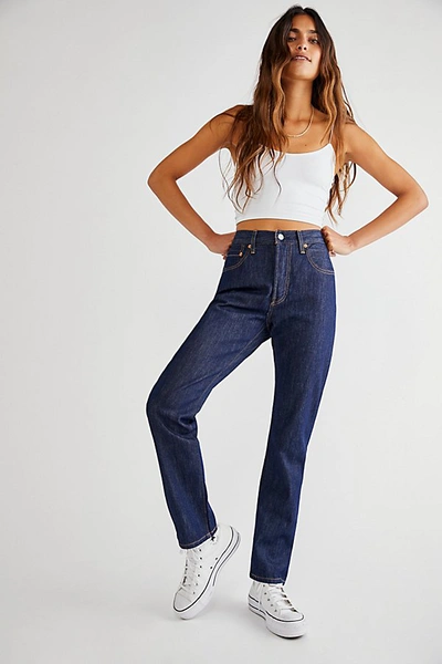 Levi's Mid-rise Curvy Straight Jeans In Blue