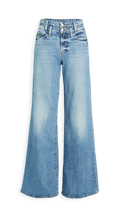 Frame Le Palazzo Double-waistband Flared Jeans In Mid Denim