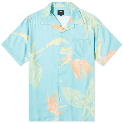 Edwin Floral Resort Open Collar Shirt In Blue