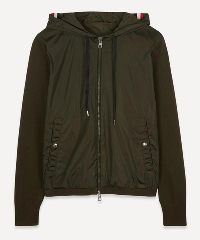 Moncler Nylon Front Hooded Jacket In Khaki