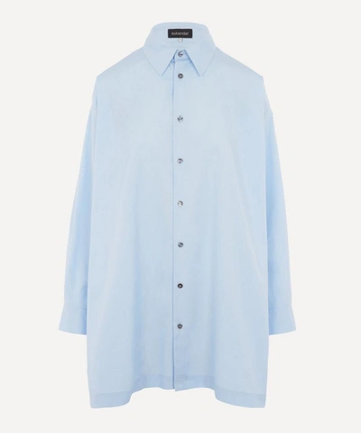 Eskandar Slim A-line Cotton Shirt In Sky Blue