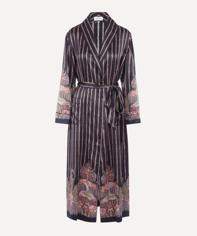 Liberty London Seraphina Silk Charmeuse Robe In Navy