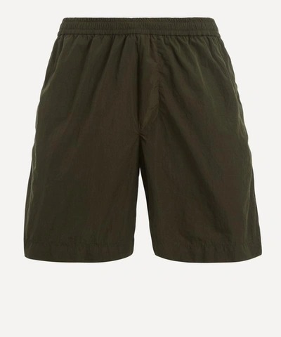 Moncler Taped Seam Logo Shorts In Green