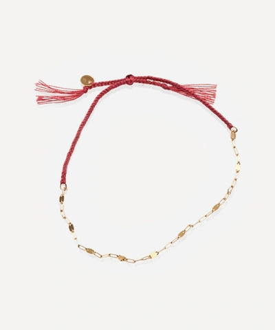 Atelier Vm Tea Ovale Cotton And 18ct Gold Chain Bracelet In Pink