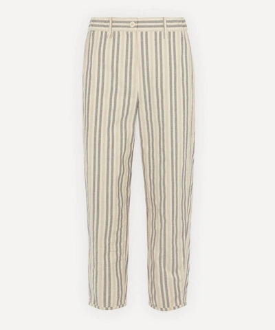 Annette G Rtz Bob Cotton And Linen-blend Stripe Trousers In Blent