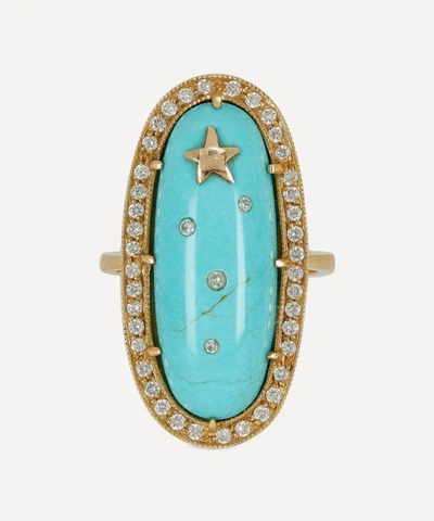 Andrea Fohrman 14ct Gold Turquoise Orbit Diamond Ring