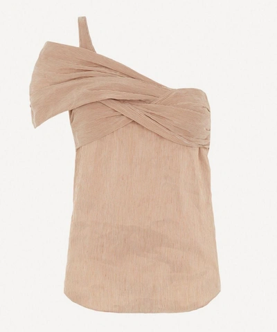 Chloé Asymmetric Draped Top In White Beige