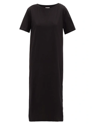 Moncler Press-stud Cotton T-shirt Dress In Black