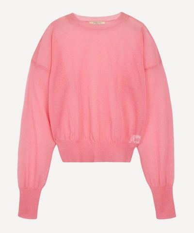 Paloma Wool Leds See-through Puff-sleeve Sweater In Light Fuchsia