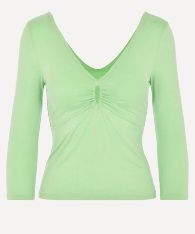 Paloma Wool Tlc V-neck Cut-out Top In Green Fluro
