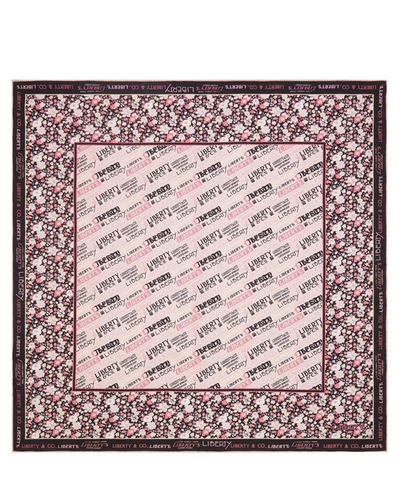 Liberty London Liberty Logo 70 X 70cm Silk Twill Scarf In Pink