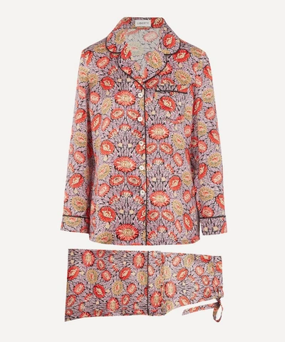 Liberty London Cynthia Silk Charmeuse Pyjama Set In Purple