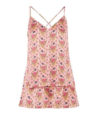 Liberty London Sweet Thing Silk Charmeuse Camisole And Short Set In Pink