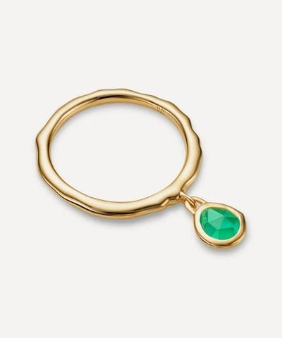 Monica Vinader Siren 18ct Gold-plated Sterling Silver And Green Onyx Charm Ring In Gold Vermeil