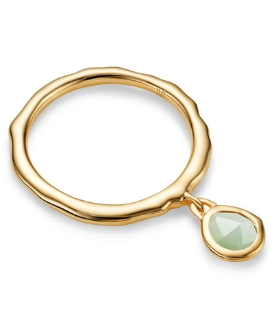 Monica Vinader Gold Plated Vermeil Silver Siren Chrysoprase Charm Ring In Gold Vermeil