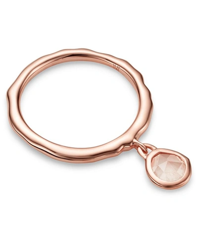 Monica Vinader Rose Gold Plated Vermeil Silver Siren Rose Quartz Charm Ring In Rose Gold Vermeil